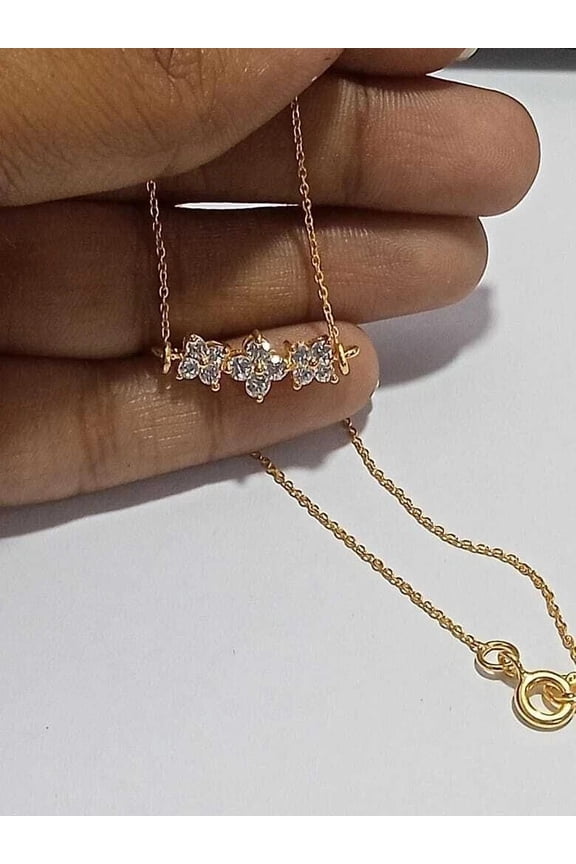 Women's Beauty Necklace 1Ct Round Cut Diamond 14k Yellow Gold Plated Free Chain 16 Inch