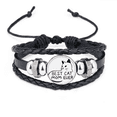 thumbnail image 1 of best cat mom ever quote diy design bracelet braided leather woven wristband, 1 of 3