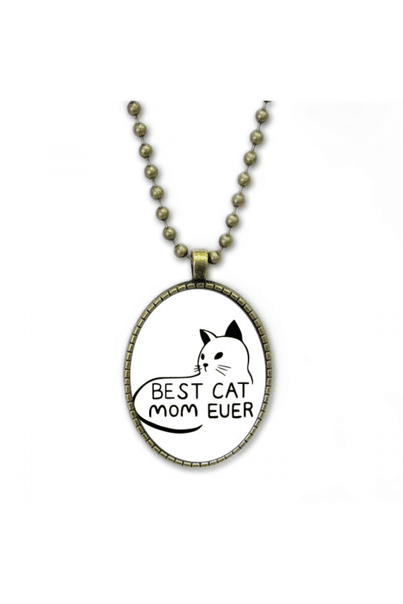 best cat mom ever quote diy design necklace vintage chain bead pendant jewelry collection