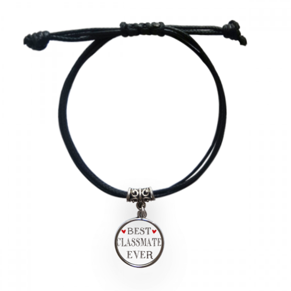 best classmate ever quote friendship bracelet leather wristband black jewelry