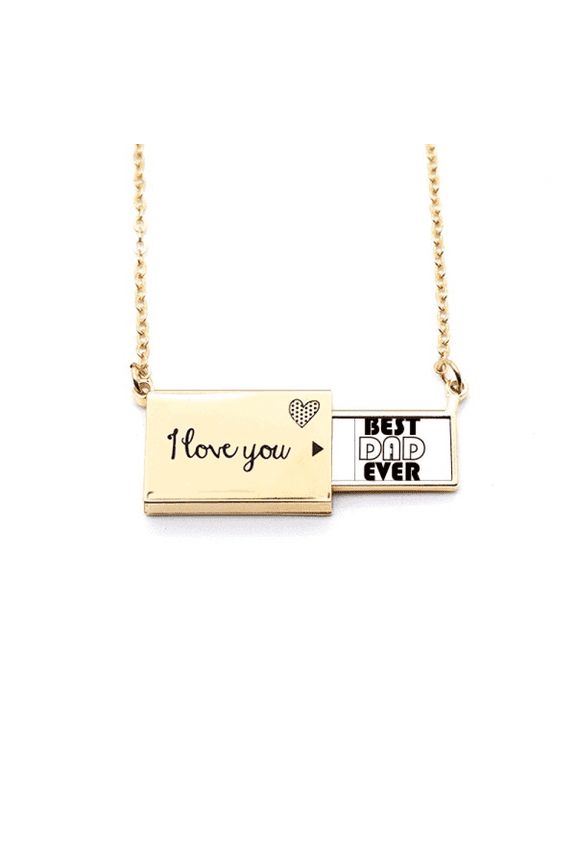 best dad ever quote father's day letter envelope necklace pendant jewelry