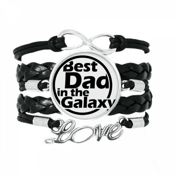 best dad in the galaxy quote father's day bracelet love accessory twisted leather knitting wristband