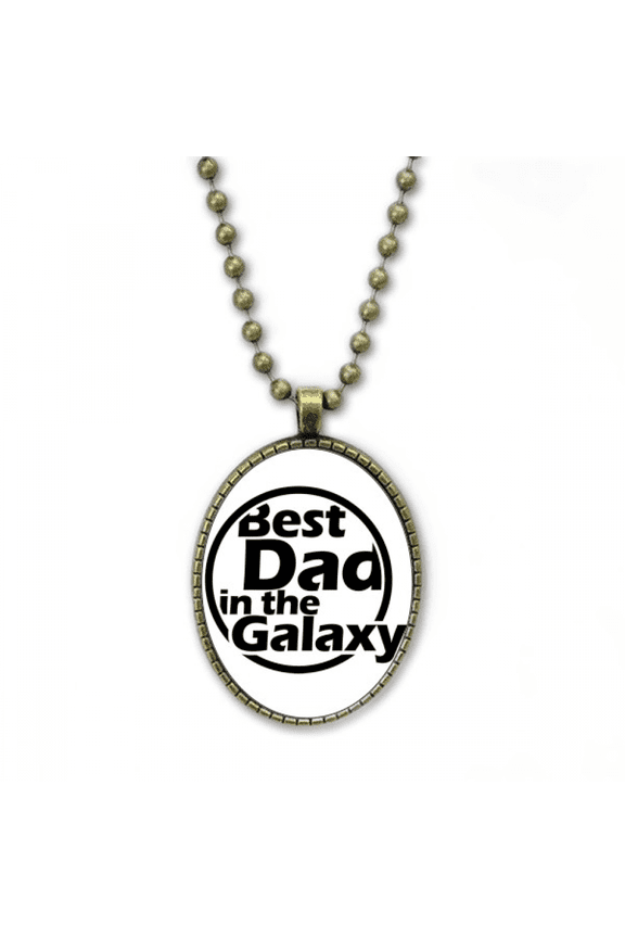 best dad in the galaxy quote father's day necklace vintage chain bead pendant jewelry collection