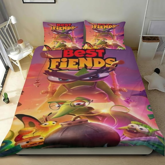 best fiends Themed Bed Sheet Set Three Piece Set 53x79 In ches Comfortable And Skin Friendly Unique Design Creating A Star Studded Night Home Gifts For Family Friends fans
