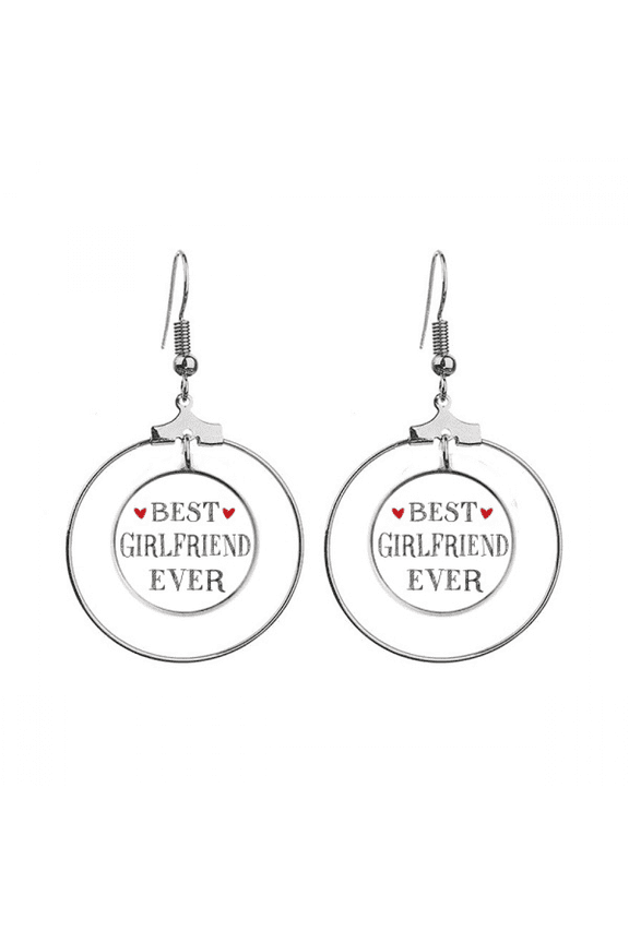best girlfriend ever quote heart earrings dangle hoop jewelry drop circle