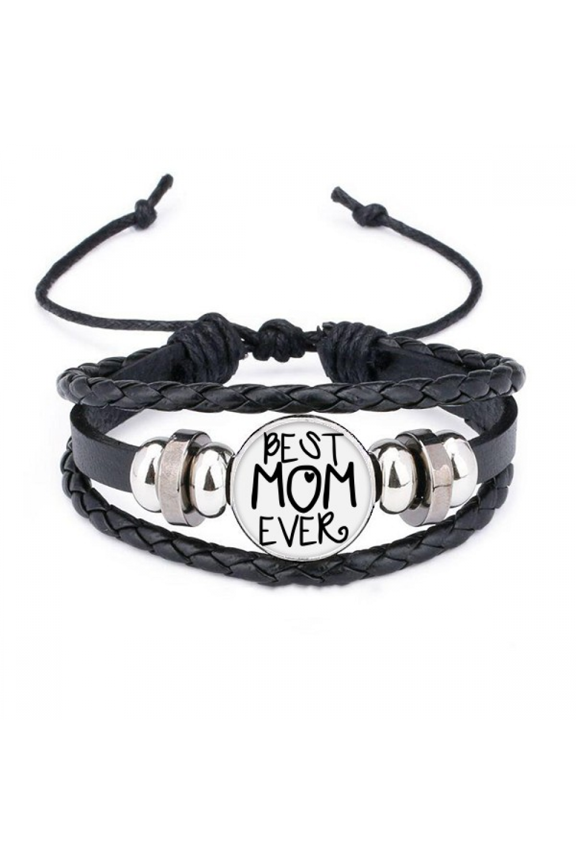 best mom ever words mother's day bracelet braided leather woven wristband