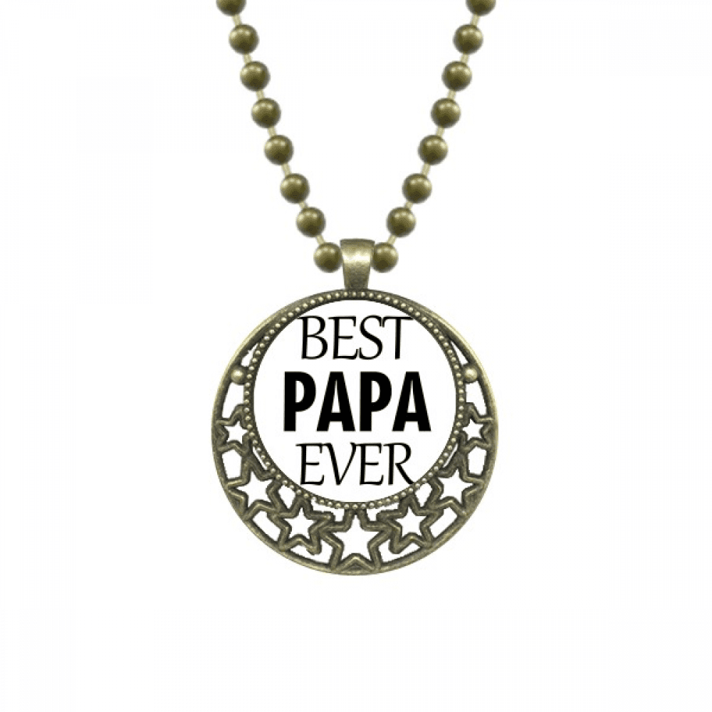 best papa ever quote father's day pendant star necklmoon chain jewelry ...