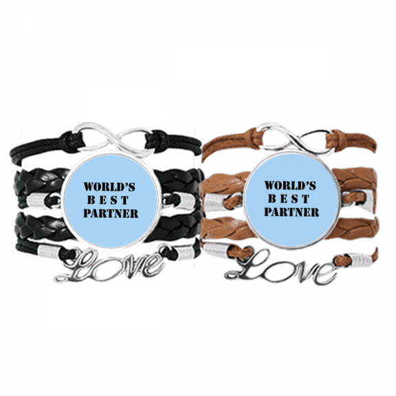 best partner teammate colleague bracelet hand strap leather wristband double set