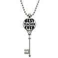 thumbnail image 1 of best teacher ever quote festival pendant vintage necklsilver key jewelry, 1 of 4