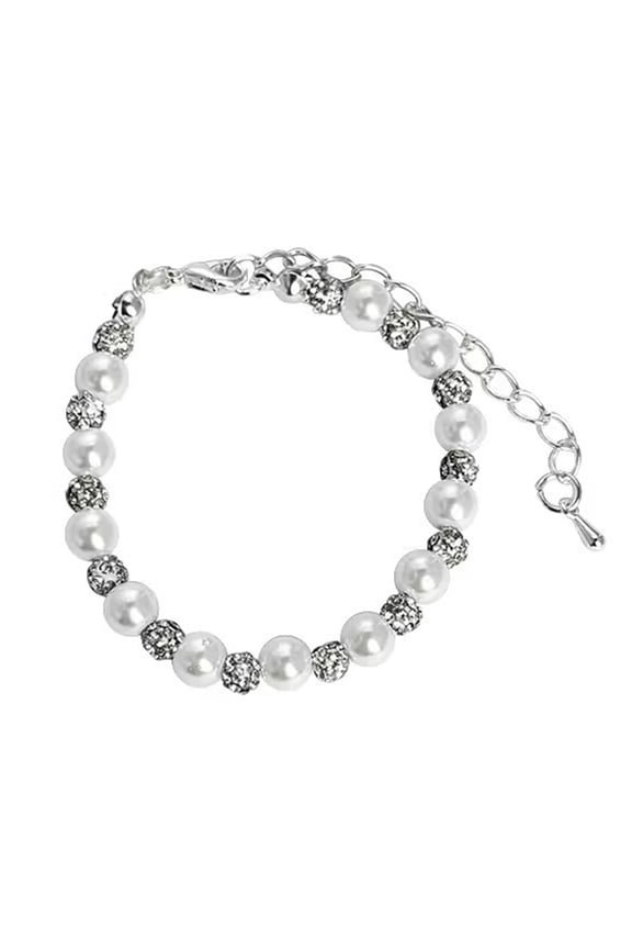 1 Pcs Bracelet Faux Pearl Glittering Rhinestone Decor Adjustable Wrist Chain with Extended Chain Party Prom Jewelry Anniversary Gift