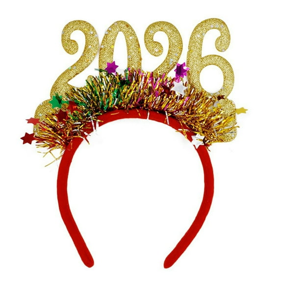 bestolf 2026 New Year Hairband Glitter-Coated Headband Sparkling Numbers Design Hair Hoop Festive Hair Accessory