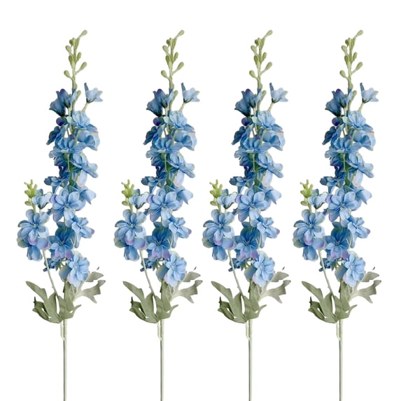 bestolf 4 Pcs Artificial Delphinium Flower for Vase Filler 33.46 Inch Long Stem Fake Larkspur Flower Faux Silk Bouquet for Wedding Home Decor Floral Arrangement