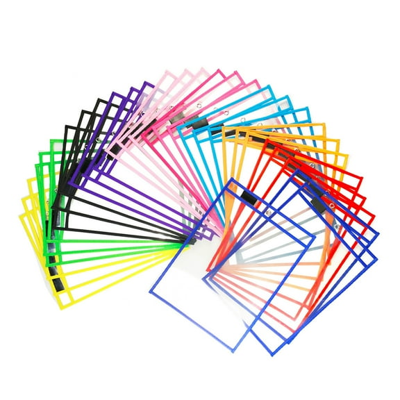 bestolf 6/10Pcs Dry Erase Pockets Reusable Smooth Writing Transparent Visible Plastic Dry Erase Writing And Wiping Bag School Supplies