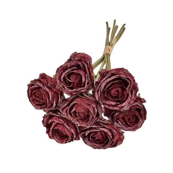 bestolf 7 Bundles Roses Fake Flowers Retro Artificial Rose Flower with Stems for Table Vase Bridal Wedding Party Home Decoration (Red)