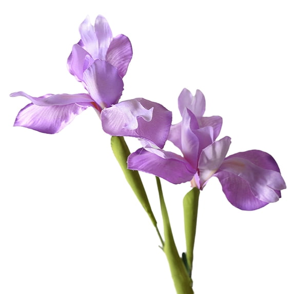 bestolf Artificial Iris Flower 2 Heads Faux Silk Flower Bouquet Long Stem Fake Iris Flowers for Floral Arrangements Table Centerpiece Party Wedding Decor