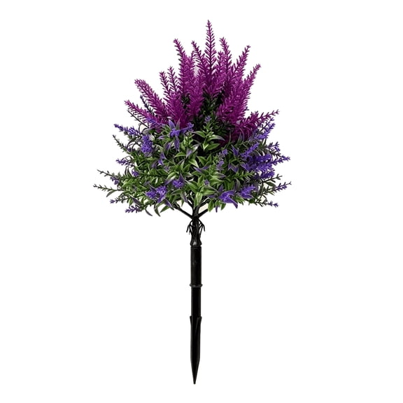 bestolf Artificial Lavender Topiary Tree with Ground Spike Faux Lavender Shrubs Realistic Fake Purple Flower Bushes Plants for Yard Porch Patio (Dark Purple)