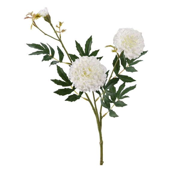 bestolf Artificial Marigold 3 Head UV Resistant Fake Silk Flower with Leaves Indoor Outdoor Garden Table Centerpiece Faux Bloom Decoration