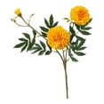 thumbnail image 1 of bestolf Artificial Marigold 3 Head UV Resistant Fake Silk Flower with Leaves Indoor Outdoor Garden Table Centerpiece Faux Bloom Decoration, 1 of 8