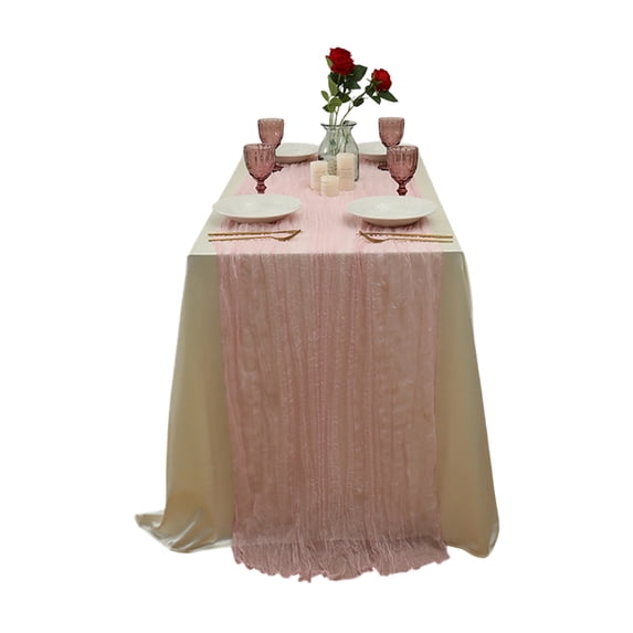 bestolf Boho Cheesecloth Table Runner Rustic Wrinkled Table Runner Elegant Table Runner for Wedding Bridal Shower Party Dining Table Decor
