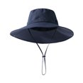 thumbnail image 1 of bestolf Bucket Hat Extra Large Brim Adjustable Fit Fisherman Hat Windproof Buckle Foldable Travel UV Blocking Hat (Navy Blue ), 1 of 8