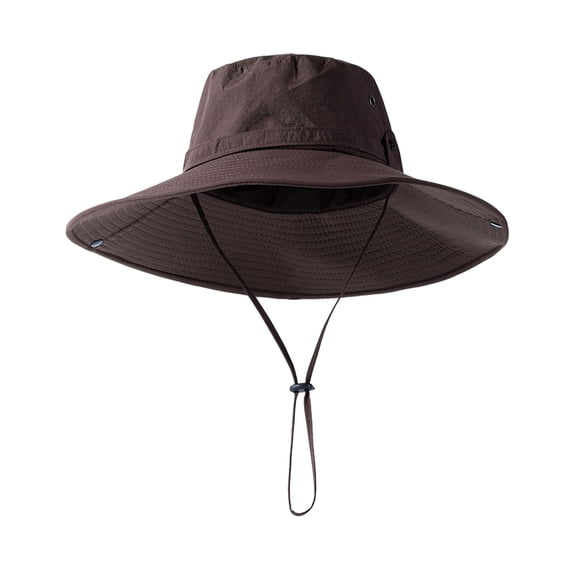 bestolf Bucket Hat Extra Large Brim Adjustable Fit Fisherman Hat Windproof Buckle Foldable Travel UV Blocking Hat (Coffee )