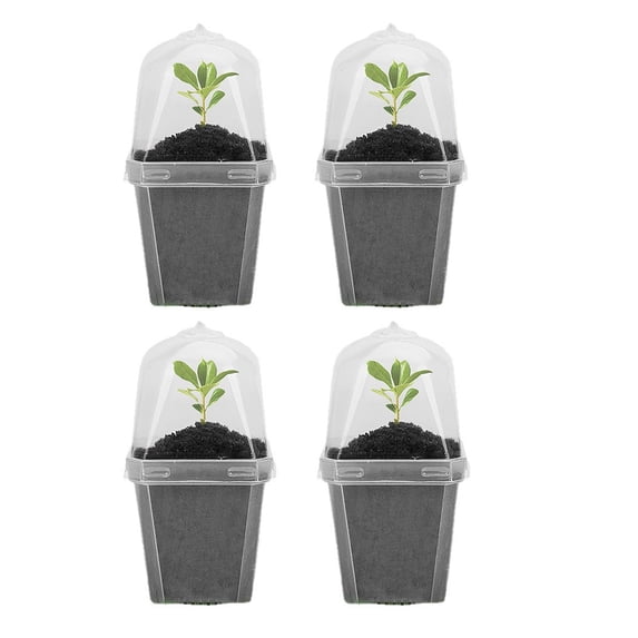bestolf Clear Plant Nursery Pots Plastic Reusable Seedlings Pots with Humidity Dome 3" Gardening Pots Small Planters for Succulents Herbs Seedlings Cuttings