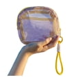 thumbnail image 1 of bestolf Cosmetic Storage Bag Mesh Design Compact Organizer with Lanyard Portable Bag for Toiletries Makeup Accessories (Purple B), 1 of 8