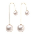 thumbnail image 1 of bestolf Earrings U-Shaped Double Sided Faux Pearl Gold Plated Ear Dangle Jewelry, 1 of 8