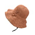 thumbnail image 1 of bestolf Fisherman Hat Three-Dimensional Flower Decoration Summer Sun Hat Hollow Crochet Large Brim Sun Protection Hat (Caramel ), 1 of 8