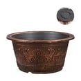 thumbnail image 1 of bestolf Flower Pot Thickened Resin Decorative Planter with Drainage Holes Bronze Embossed Garden Flower Pot (Unperforated M), 1 of 8
