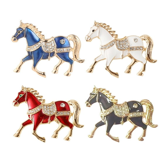 bestolf Horse Brooch Alloy Enamel Pin with Rhinestones Inlaid Clothes Hats Bags Collar Badge Fashion Accessories