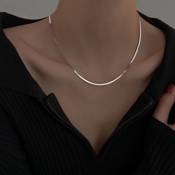 bestolf Lady Snake Bone Chain Necklace ,Adjustable with Extended Chain Luster Titanium Steel Valentines Day Gift Jewelry for Dates Work Parties