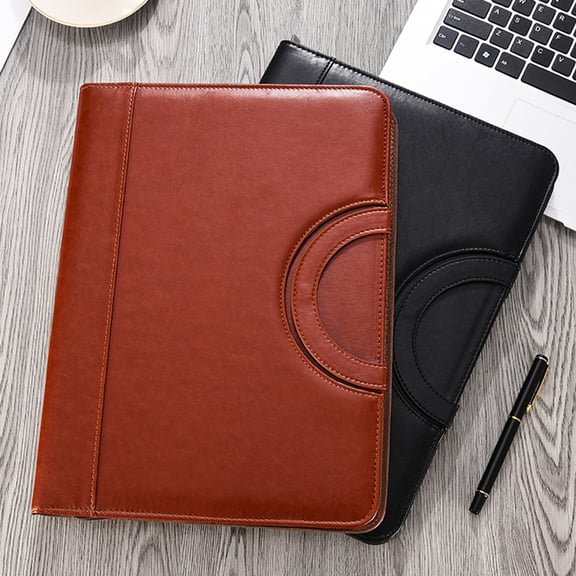 bestolf Large Capacity File Folder Pen Insert Card Slots Handle Design Faux Leather Business Manager A4 File Bag Office Supplies