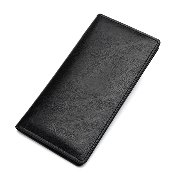 bestolf Men Long Wallet Slim Card Wallet with Multiple Card Slots ID Card Window Artificial Leather Bifold Wallet Gift for Dad Husband (Black )