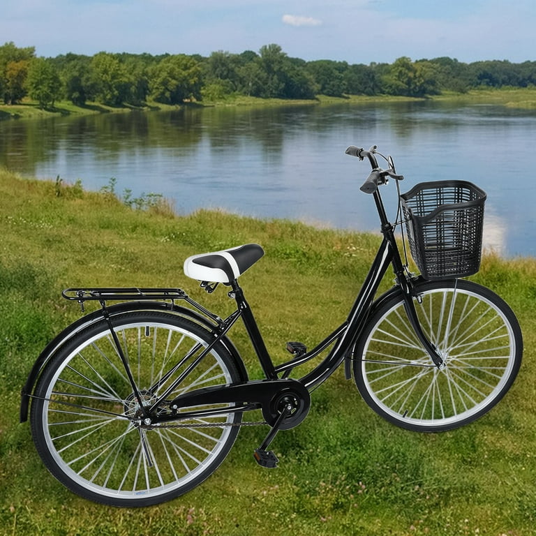 bestolf New Bike for and Ages Over 10 Years Old 26 Inch Bicycles with Basket Easy to Install Steel Frame Urban Bike Walmart