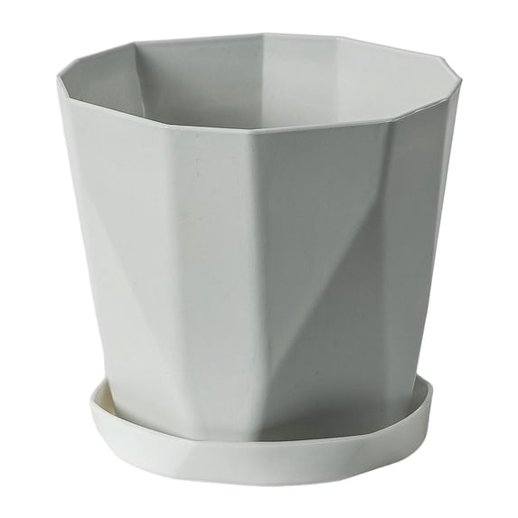 bestolf Plant Pot with Drainage Holes Decorative Planter with Matching Saucer Modern Flower Pot for Indoor Use Pothos Aloe (Gray L)