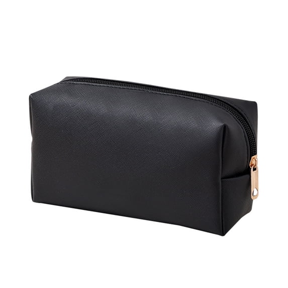 bestolf Portable Cosmetic Bag Stylish Zippered Makeup Pouch Toiletry Organizer for Women Lipstick Makeup Brushes (Black Small)
