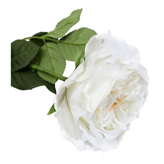 bestolf Real Touch Artificial Rose Flower 24.8" Long Stem Fake Rose Flower Realistic Big Bloom Rose Bouquet for Wedding Party Floral Arrangement Home Kitchen Vase Decor (White)