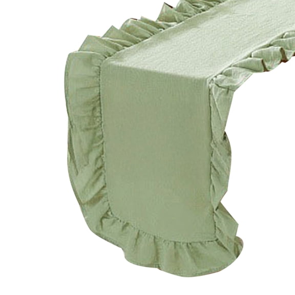 bestolf Ruffled Table Runner Scalloped Edge Rustic Table Runner Washable Farmhouse Style Table Runner for Dining Table Wedding Bride Shower Party Decoration