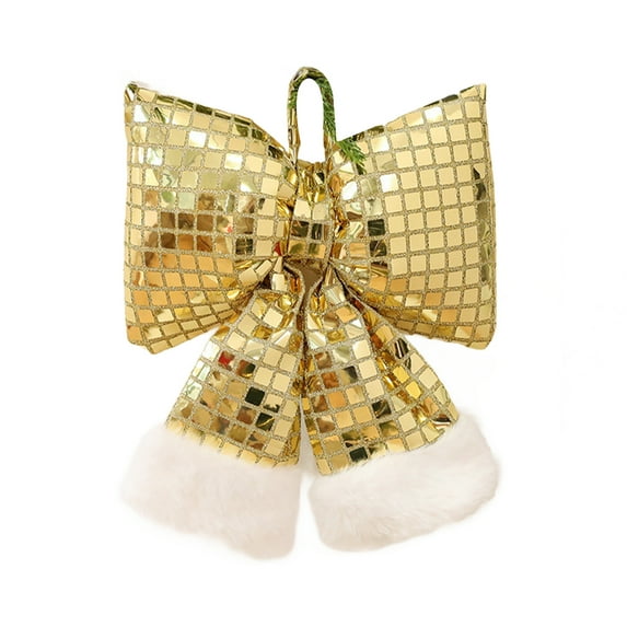 bestolf Sequin Stuffed Bow Christmas Decoration Large Mirror Sequin Bow Hanging Decoration for Holiday Crafts Wreaths Garlands Staircase Xmas Wedding Home Decor