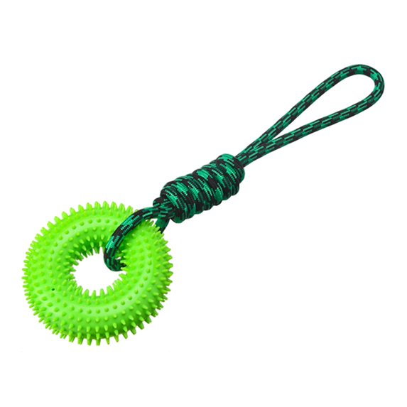 bestolf Spiked Ring Dog Chew Toy for Interactive Squeaky Spiky Ring with Rope Dog Training Fetch Toy for Small Medium Large Dogs