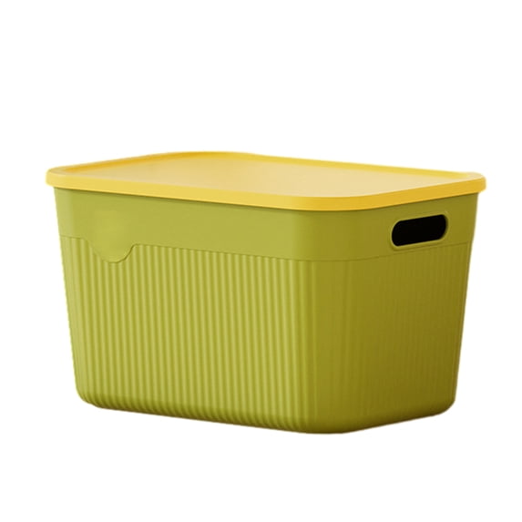 bestolf Storage Box with Handle And Lid Organizer Space Saving Stackable Container for Kitchen Bedroom Dormitory (Green M)