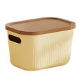 thumbnail image 1 of bestolf Storage Box with Handle And Lid Organizer Space Saving Stackable Container for Kitchen Bedroom Dormitory (Beige S), 1 of 8