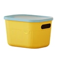 thumbnail image 1 of bestolf Storage Box with Handle And Lid Organizer Space Saving Stackable Container for Kitchen Bedroom Dormitory (Yellow S), 1 of 8