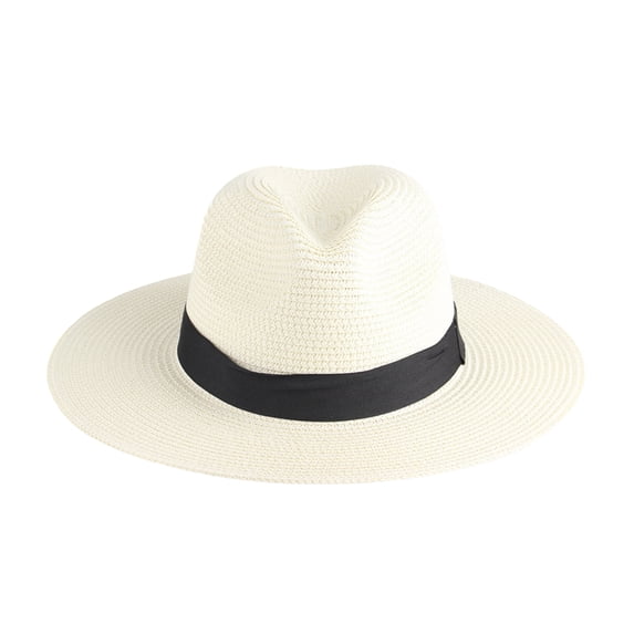 bestolf Straw Hat High-Density Natural Straw Fabric Lightweight Sun Protection Wide Brim Flat Top Summer Hat