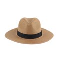 thumbnail image 1 of bestolf Straw Hat High-Density Natural Straw Fabric Lightweight Sun Protection Wide Brim Flat Top Summer Hat (Khaki ), 1 of 8