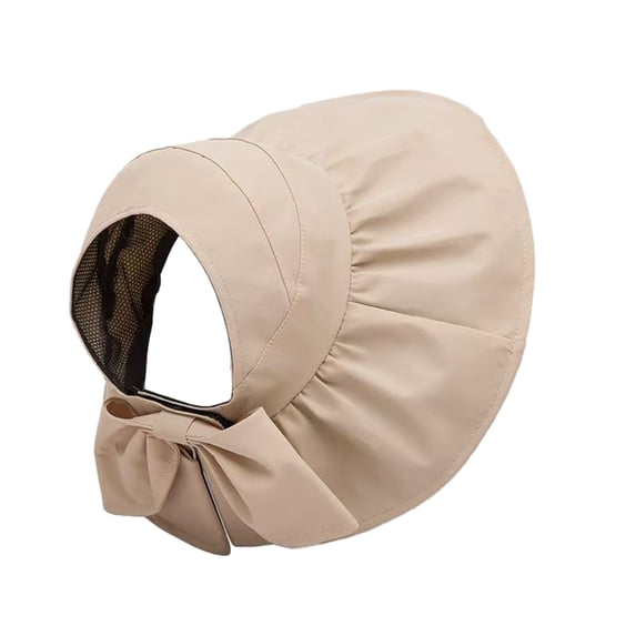 bestolf Summer Hat Wide Brim UV Protection Lightweight Vinyl Empty Top Sun Hat Face Shaping Sunshade Hat Sun Protection Headwear (Khaki )