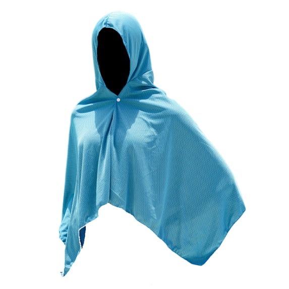 bestolf Sun Protection Poncho Hooded Cooling Cape UV Protection Lightweight Foldable Beach Cover Windproof Sun-proof Cloak (Sky Blue )