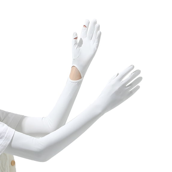 bestolf UV Protection Gloves, Full Finger Sun Protection Gloves, Cooling Arm Sleeves, Palm, Ultra Thin Summer Gloves for Women Driving Cycling Hiking (White )