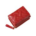 thumbnail image 1 of bestolf Women Stylish Tri-Fold Wallet Embroidered Heart Cash Wallet Mini Card Holder Wallet with Zippered Coin Pocket for Dating Shopping (Red ), 1 of 8